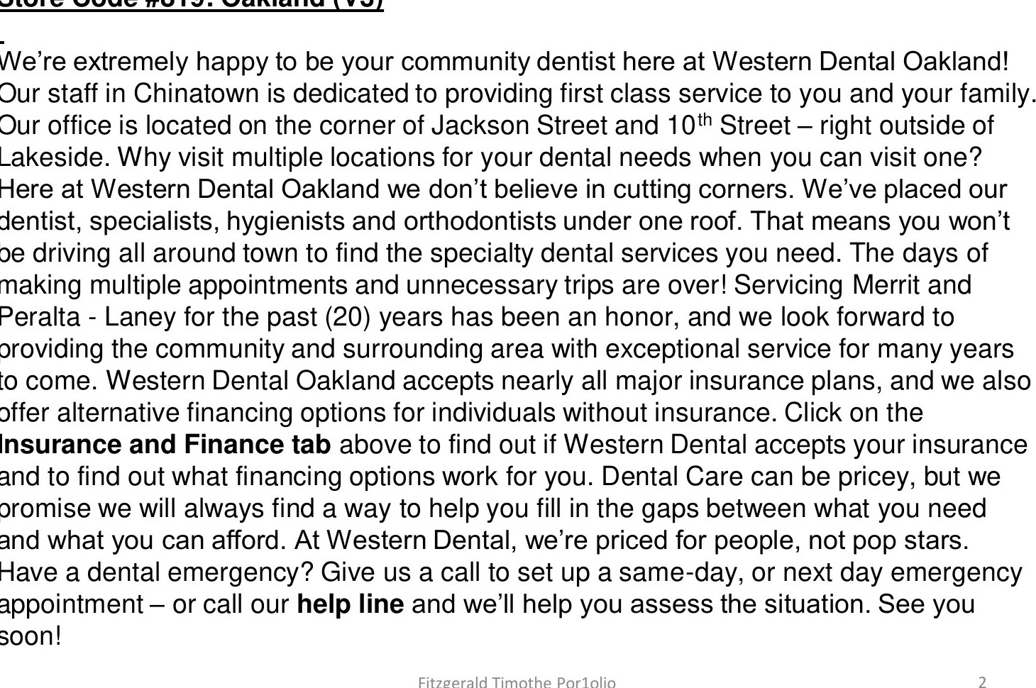 Western Dental hyper-local SEO example
